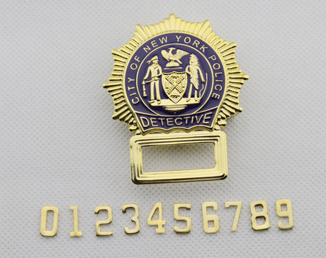 NYPD New York Police Badge Replica Movie Props (Blank Badge with 0-9 Numbers)