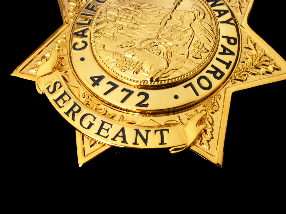 US CHP Sergeant Badge California Highway Patrol Replica Movie Props With Number 4772