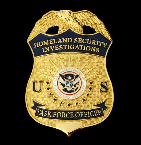 US HSI TFO Task Force Officer Badge Homeland Security Investigations Replica Movie Props Gold