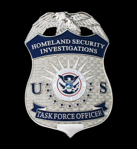 US HSI TFO Task Force Officer Badge Homeland Security Investigations Replica Movie Props Silver