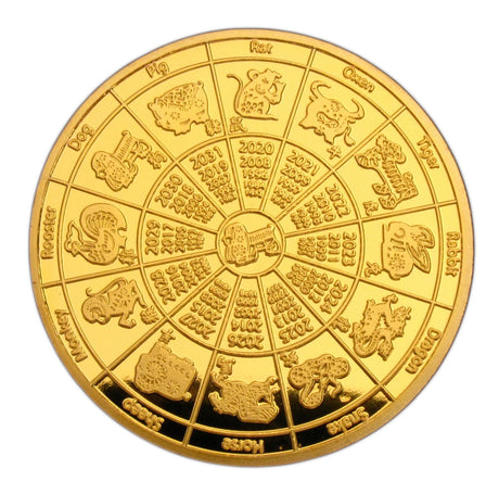 2018 Year of the Dog Lunar Zodiac A Dog Pull a Treasure Car 24K Gold Plated Coin