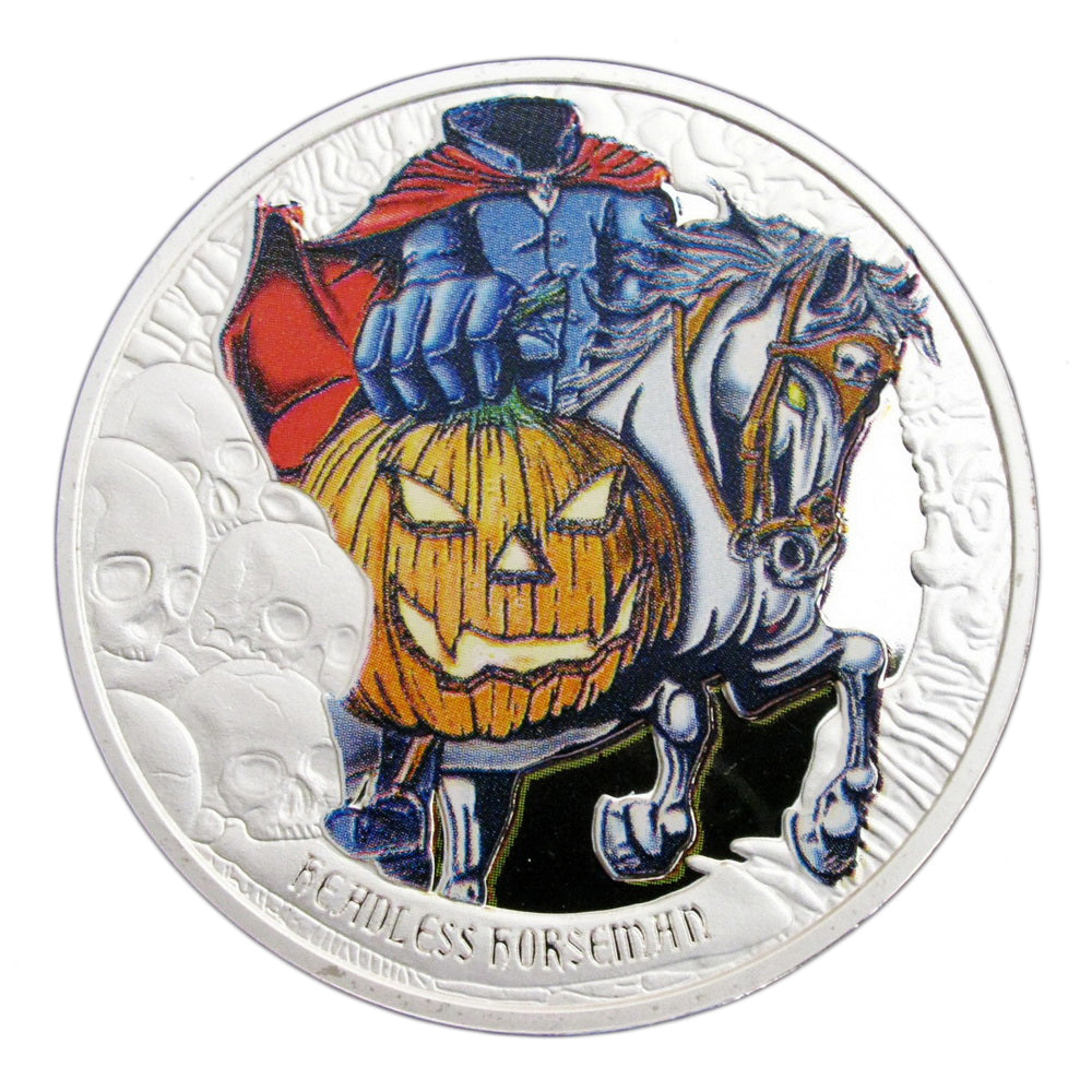 4 Pcs The Crypt Horror Tales Happy Halloween Colored Silver Commemorative Coins