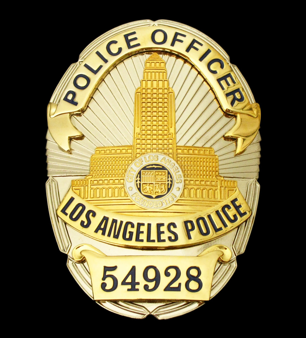LAPD Police Officer #54928 Los Angeles Police Badge Solid Copper Replica Movie Props
