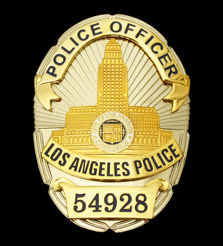 LAPD Police Officer #54928 Los Angeles Police Badge Solid Copper Replica Movie Props