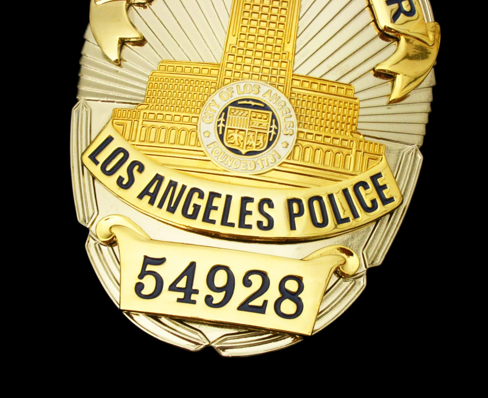 LAPD Police Officer #54928 Los Angeles Police Badge Solid Copper Replica Movie Props