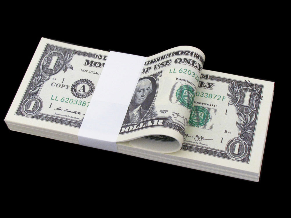 100x $1 Full Print Bills Stack Copy Dollar Movie Prop Money New Style