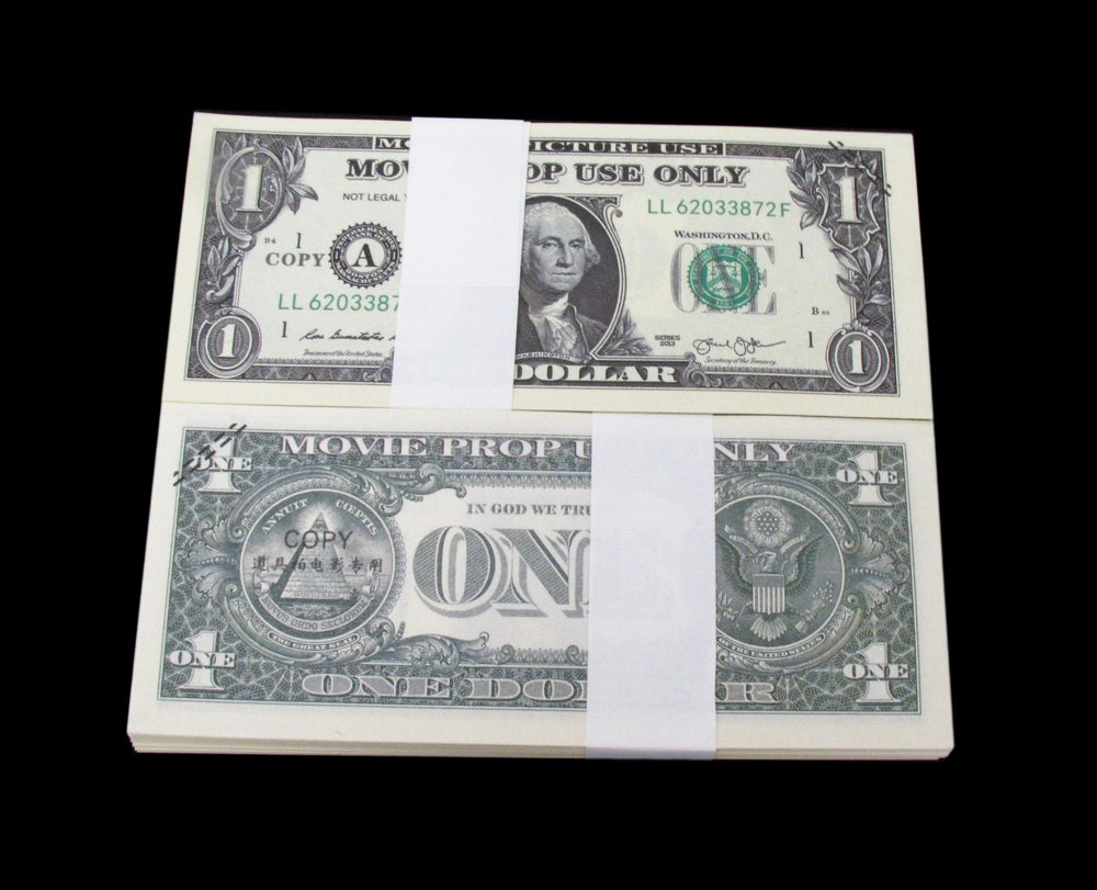 100x $1 Full Print Bills Stack Copy Dollar Movie Prop Money New Style