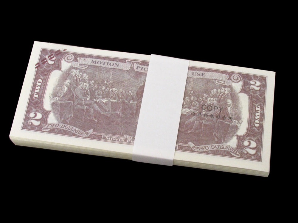 100x $2 Full Print Bills Stack Copy Dollar Movie Prop Money New Style