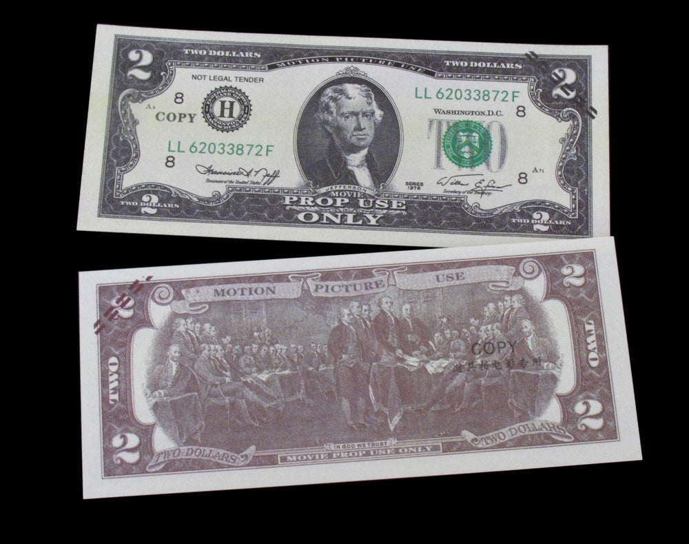 100x $2 Full Print Bills Stack Copy Dollar Movie Prop Money New Style