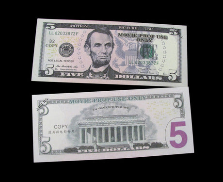 100x $5 Full Print Bills Stack Copy Dollar Movie Prop Money New Style