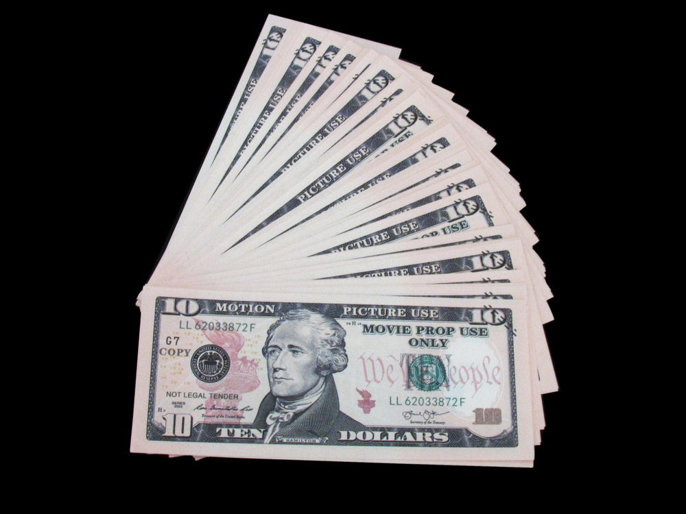 100x $10 Full Print Bills Stack Copy Dollar Movie Prop Money New Style