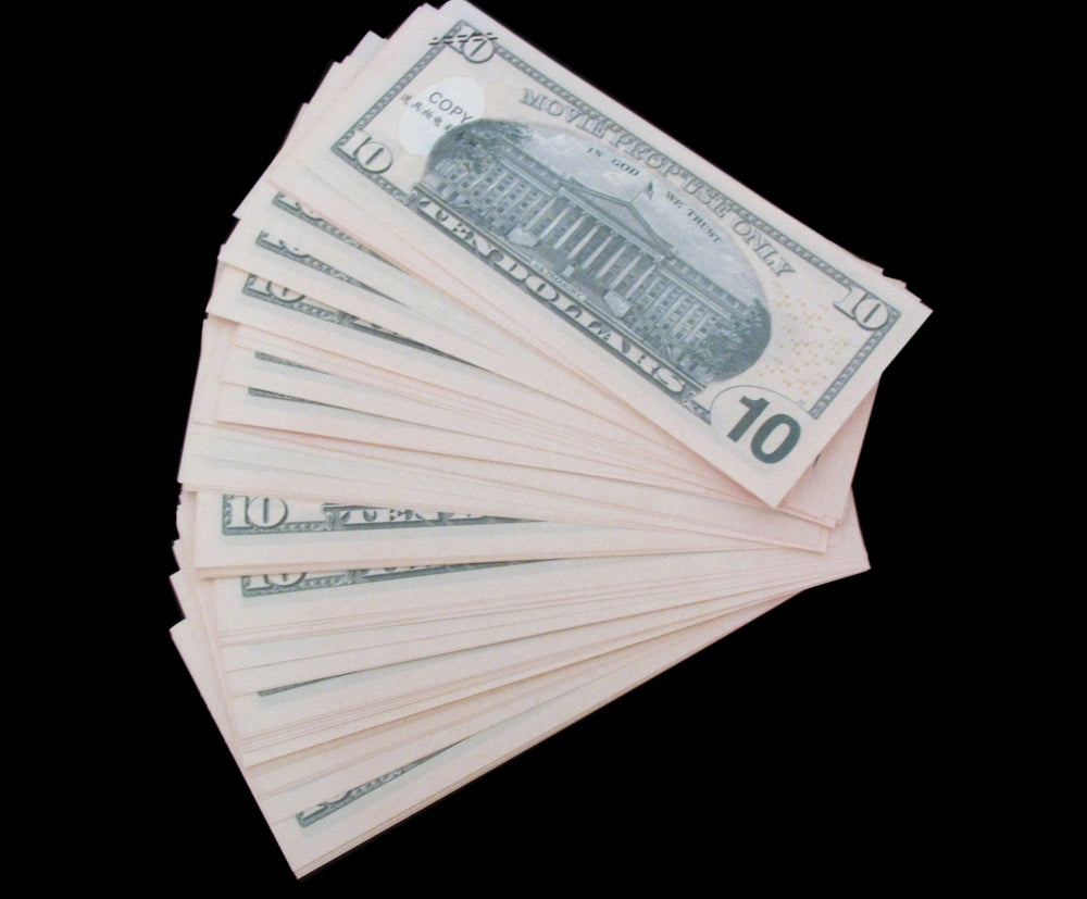 100x $10 Full Print Bills Stack Copy Dollar Movie Prop Money New Style
