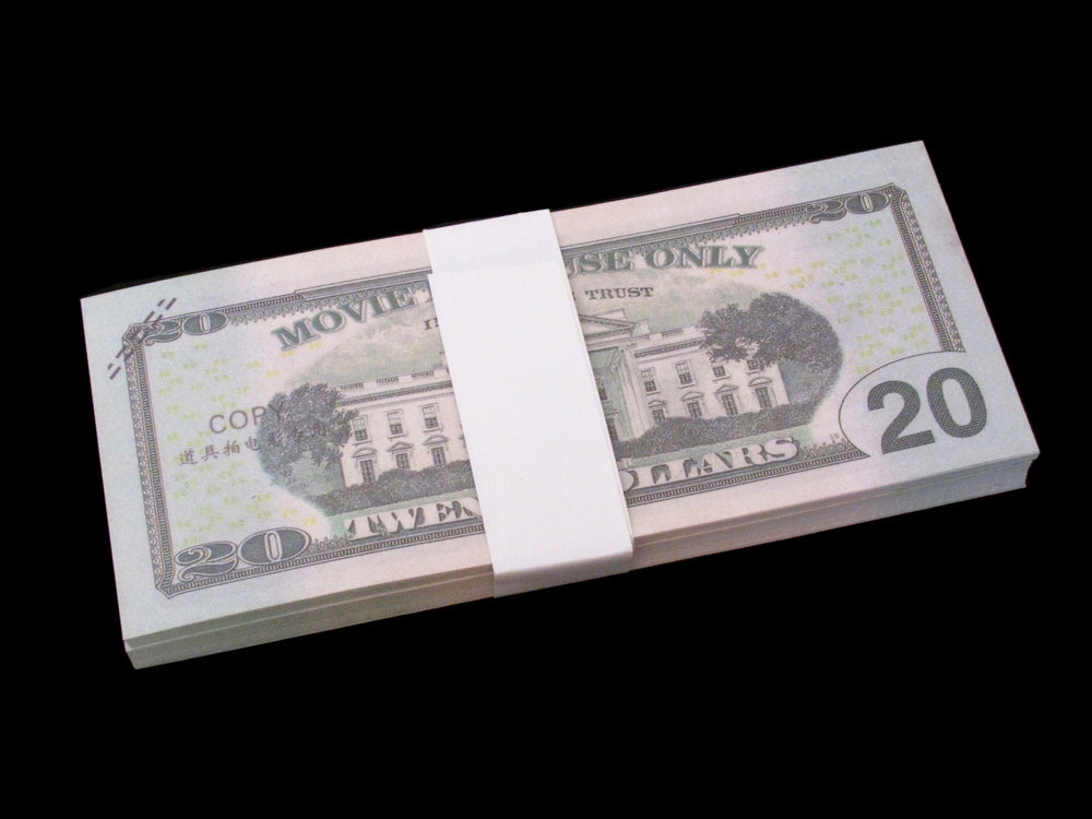 100x $20 Full Print Bills Stack Copy Dollar Movie Prop Money New Style