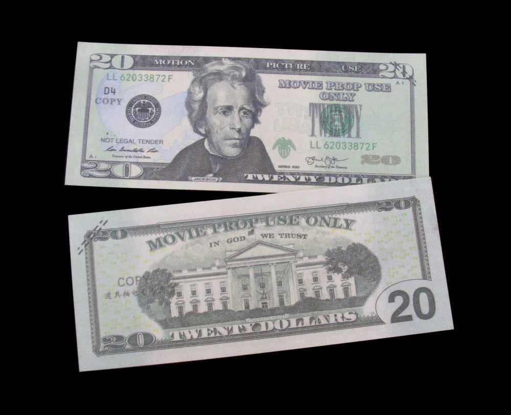 100x $20 Full Print Bills Stack Copy Dollar Movie Prop Money New Style