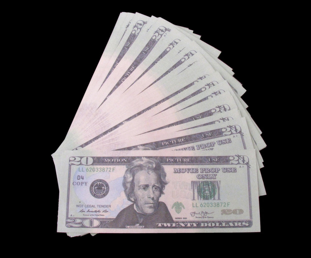 100x $20 Full Print Bills Stack Copy Dollar Movie Prop Money New Style