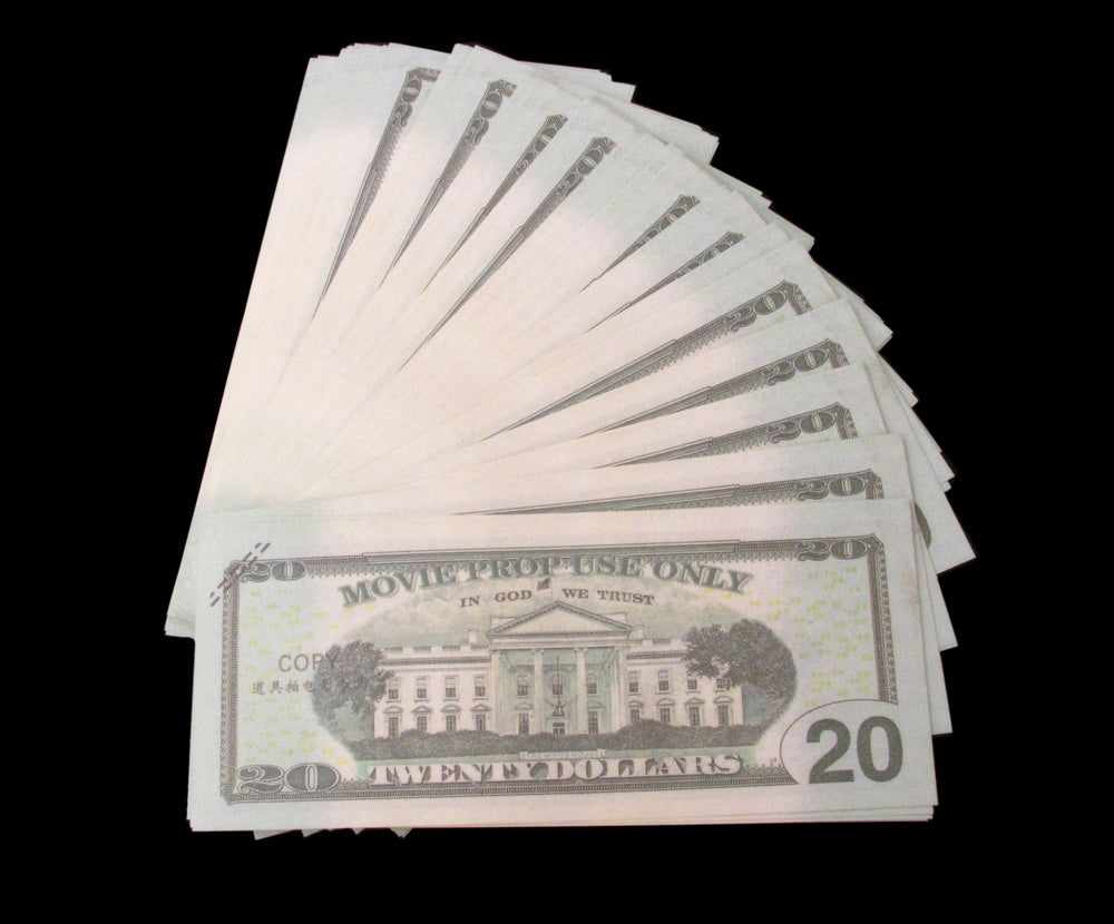 100x $20 Full Print Bills Stack Copy Dollar Movie Prop Money New Style