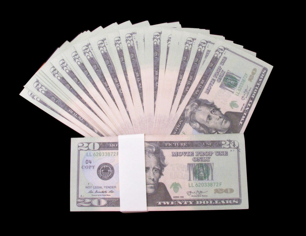 100x $20 Full Print Bills Stack Copy Dollar Movie Prop Money New Style