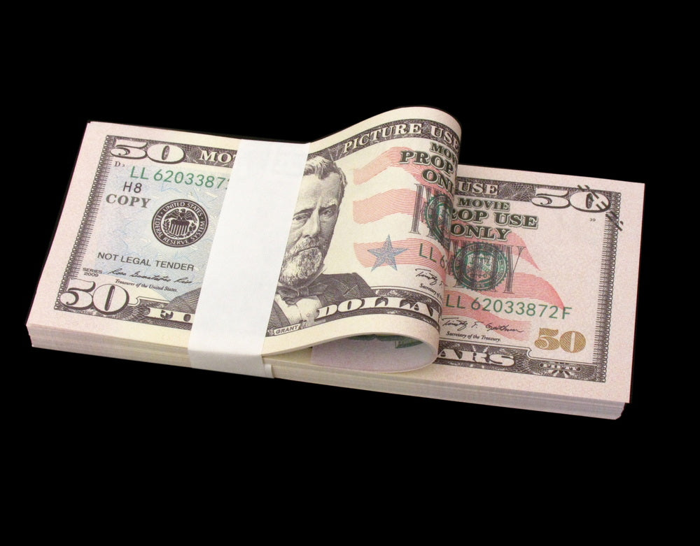 100x $50 Full Print Bills Stack Copy Dollar Movie Prop Money New Style