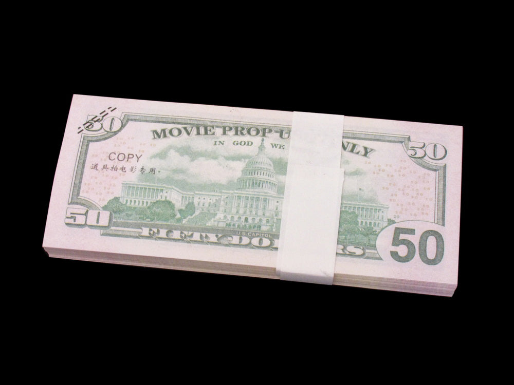 100x $50 Full Print Bills Stack Copy Dollar Movie Prop Money New Style