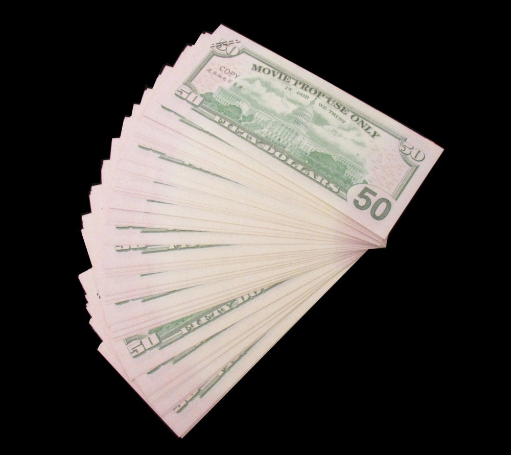 100x $50 Full Print Bills Stack Copy Dollar Movie Prop Money New Style