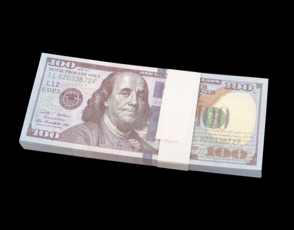 100x $100 Full Print Bills Stack Copy Dollar Movie Prop Money New Style