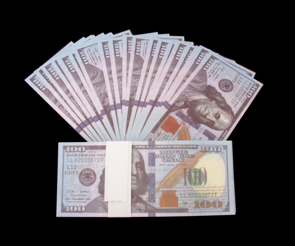 100x $100 Full Print Bills Stack Copy Dollar Movie Prop Money New Style
