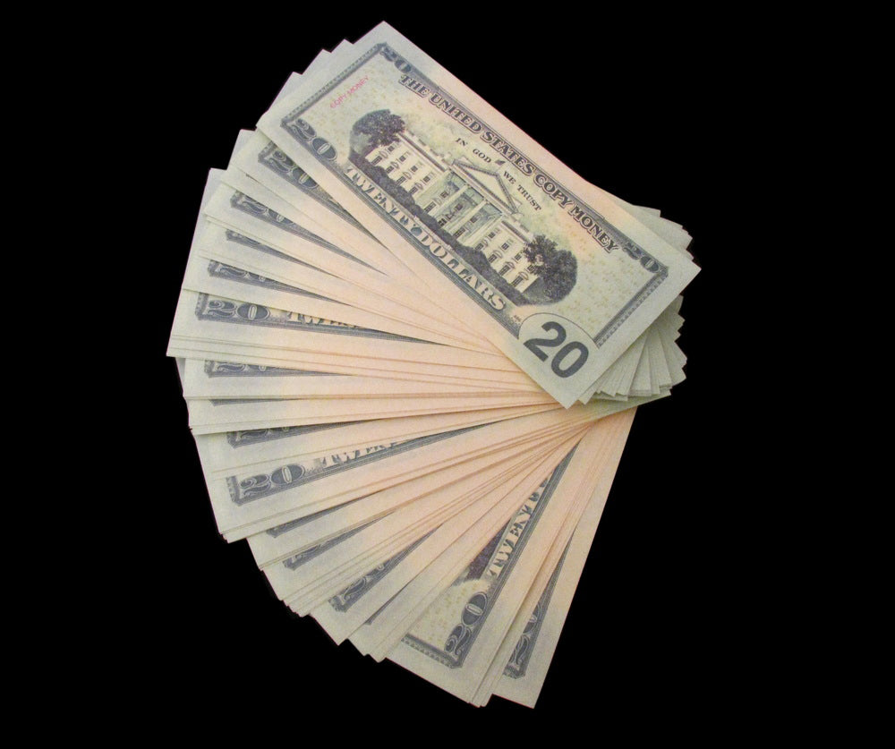 100x $20 COPY MONEY FULL PRINT BILLS STACK MOVIE PROP BANKNOTES
