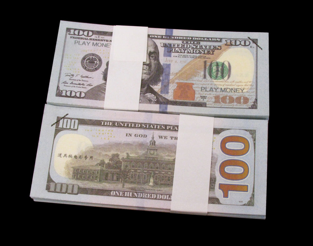 100x $100 PLAY MONEY FULL PRINT BILLS STACK MOVIE PROP BANKNOTES
