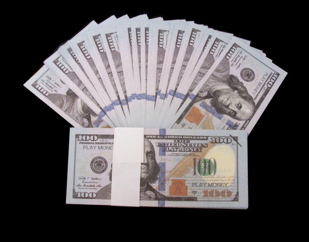 100x $100 PLAY MONEY FULL PRINT BILLS STACK MOVIE PROP BANKNOTES