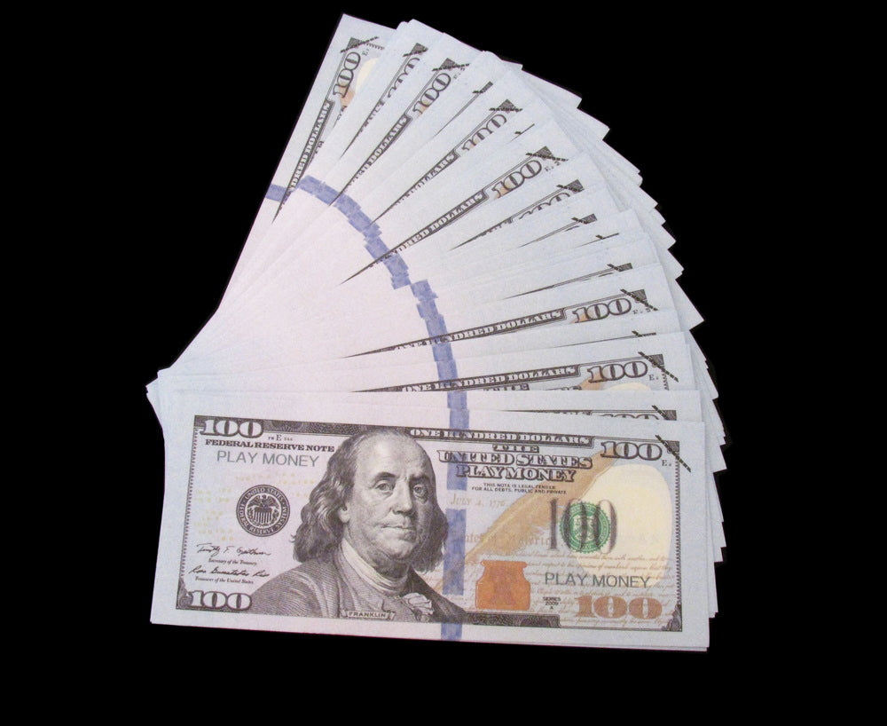 100x $100 PLAY MONEY FULL PRINT BILLS STACK MOVIE PROP BANKNOTES