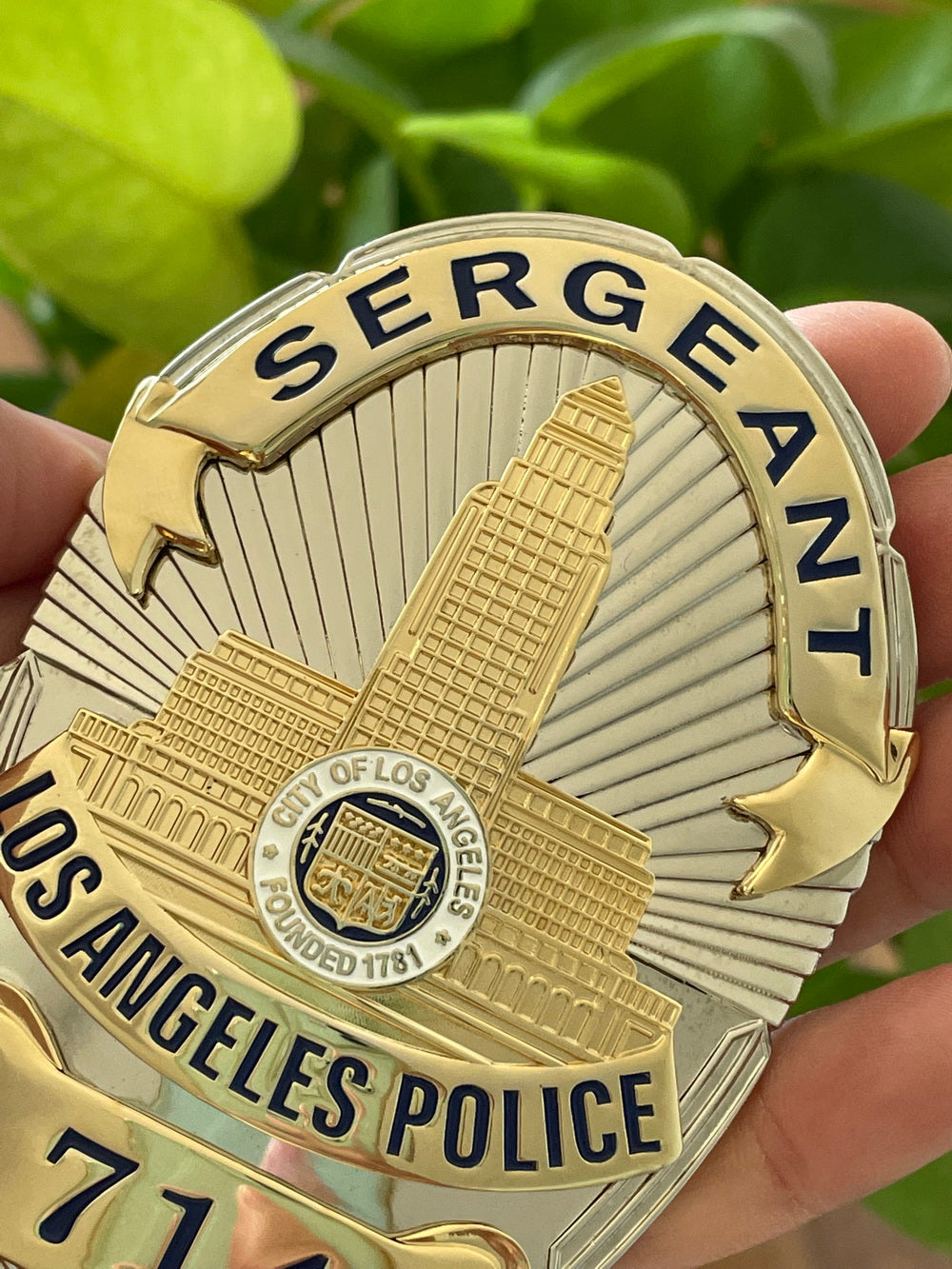 LAPD Sergeant #714 Los Angeles Police Badge Solid Copper Replica Movie Props