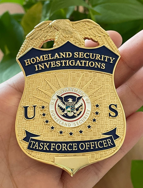 US HSI TFO Task Force Officer Badge Homeland Security Investigations Replica Movie Props Gold