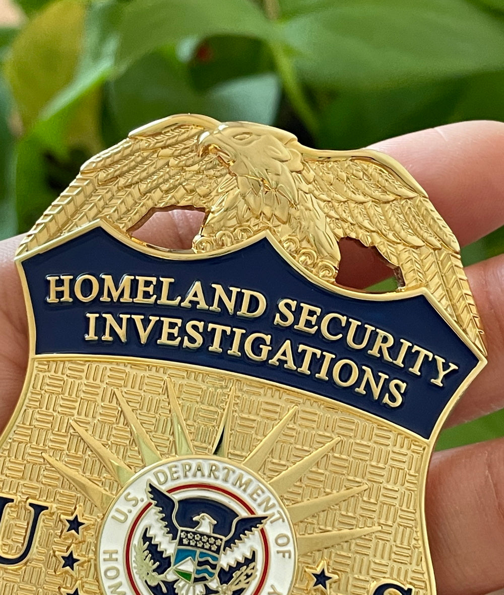 US HSI TFO Task Force Officer Badge Homeland Security Investigations Replica Movie Props Gold