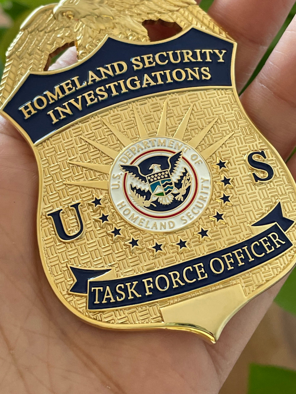 US HSI TFO Task Force Officer Badge Homeland Security Investigations Replica Movie Props Gold