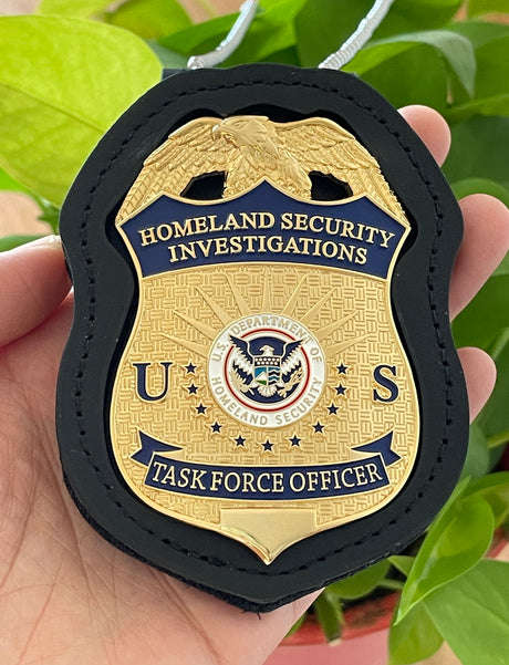 US HSI TFO Task Force Officer Badge Homeland Security Investigations Replica Movie Props Gold