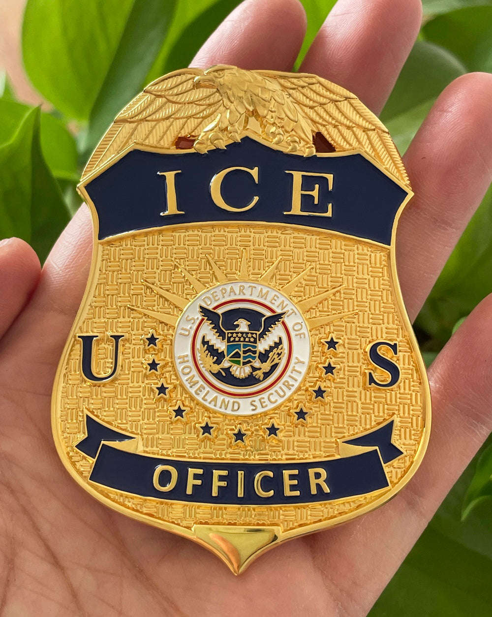 US ICE Officer Badge Solid Copper Replica Movie Props