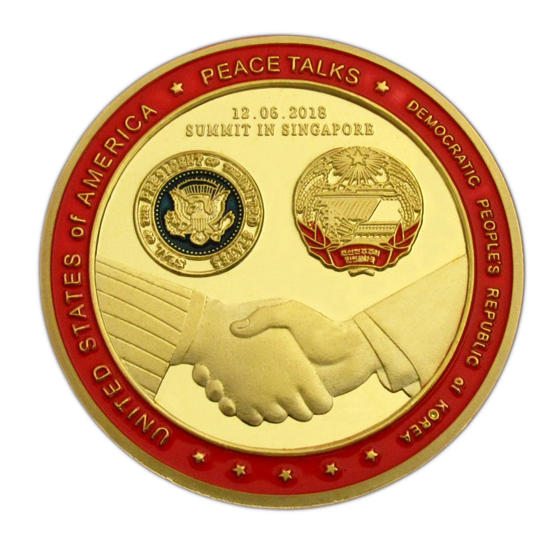 2018 US President Trump & Kim Jong Un Peace Talks Summit 24K Gold Plated Coin