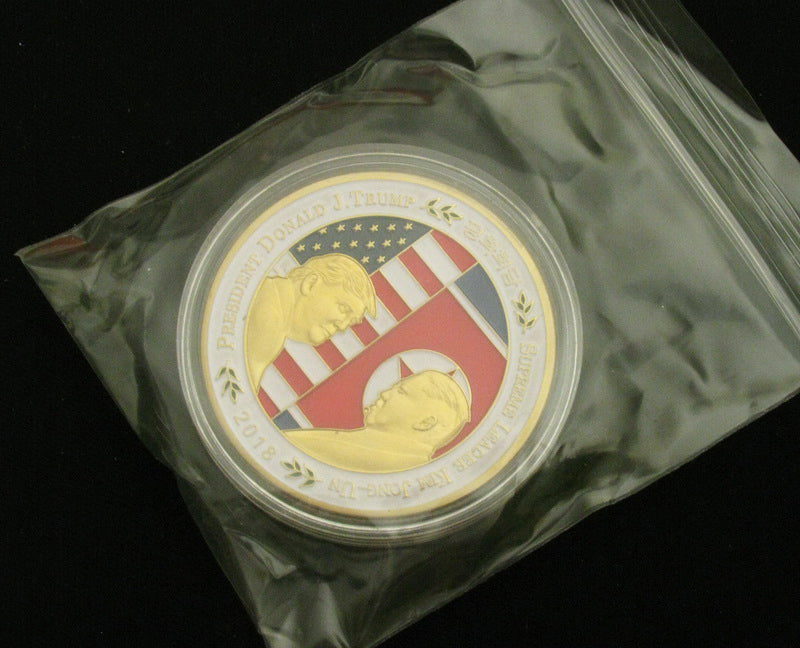 2018 US President Trump & Kim Jong Un Peace Talks Summit 24K Gold Plated Coin