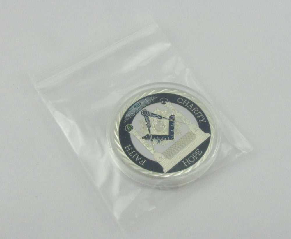 Masonic Freemason Freemasonry Symbol Silver Challenge Coin