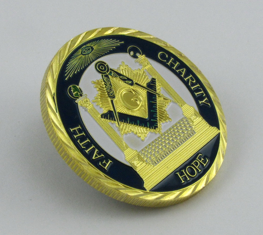 Masonic Freemason Freemasonry Symbol Gold Challenge Coin