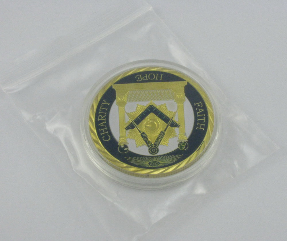 Masonic Freemason Freemasonry Symbol Gold Challenge Coin