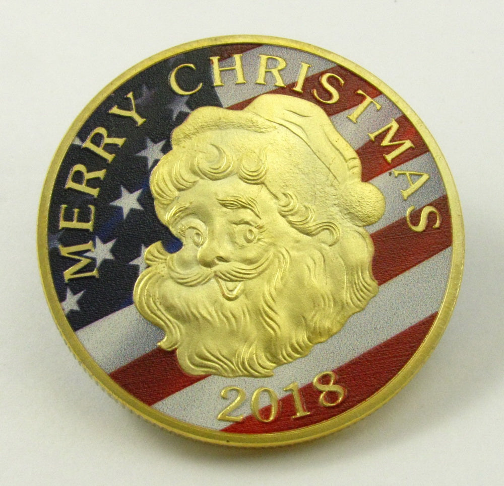 Santa Claus Snowman Merry Christmas Xmas New Year Holiday Gift Gold Coin