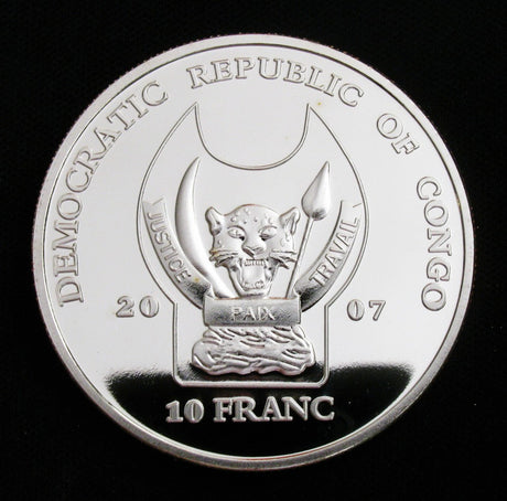 Congo Endangered Wildlife Leopard Silver Coin
