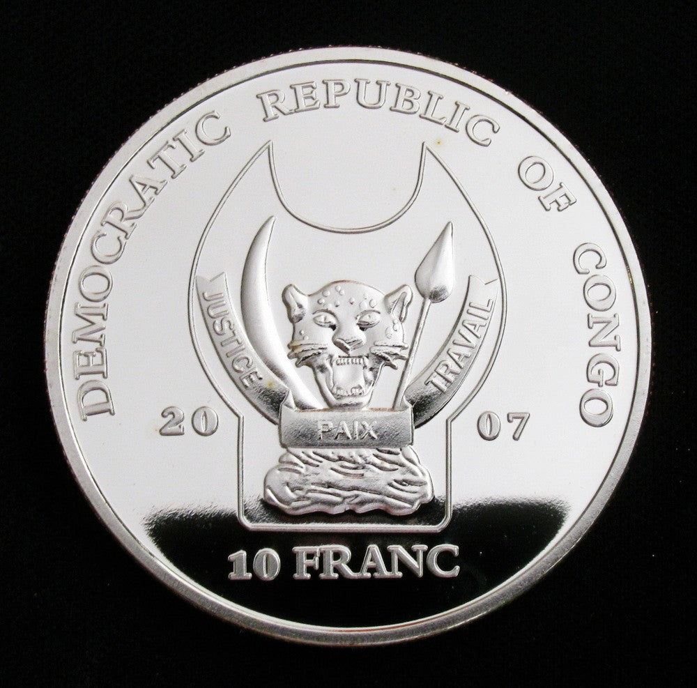 Congo Endangered Wildlife Panther Silver Coin