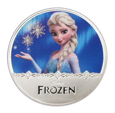 A Set of 5 pcs Frozen Elsa & Anna Princess Olaf Cartoon Colored Silver Coins