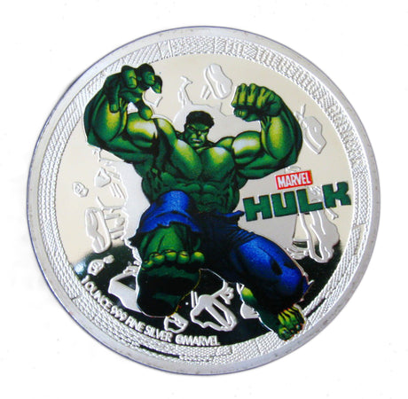 A Set of 5 Pcs The Avengers Superhero Marvel Comics Colored Silver Coins