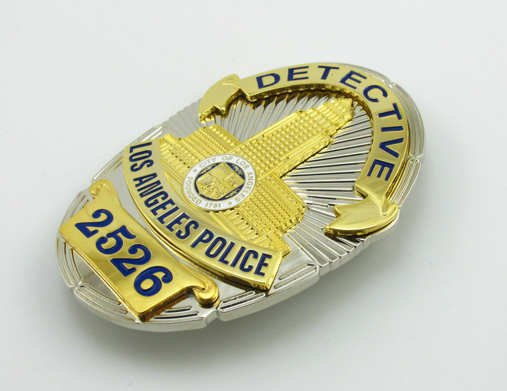 LAPD Los Angeles Police Detective Badge Solid Copper Replica Movie Props With Number 2526
