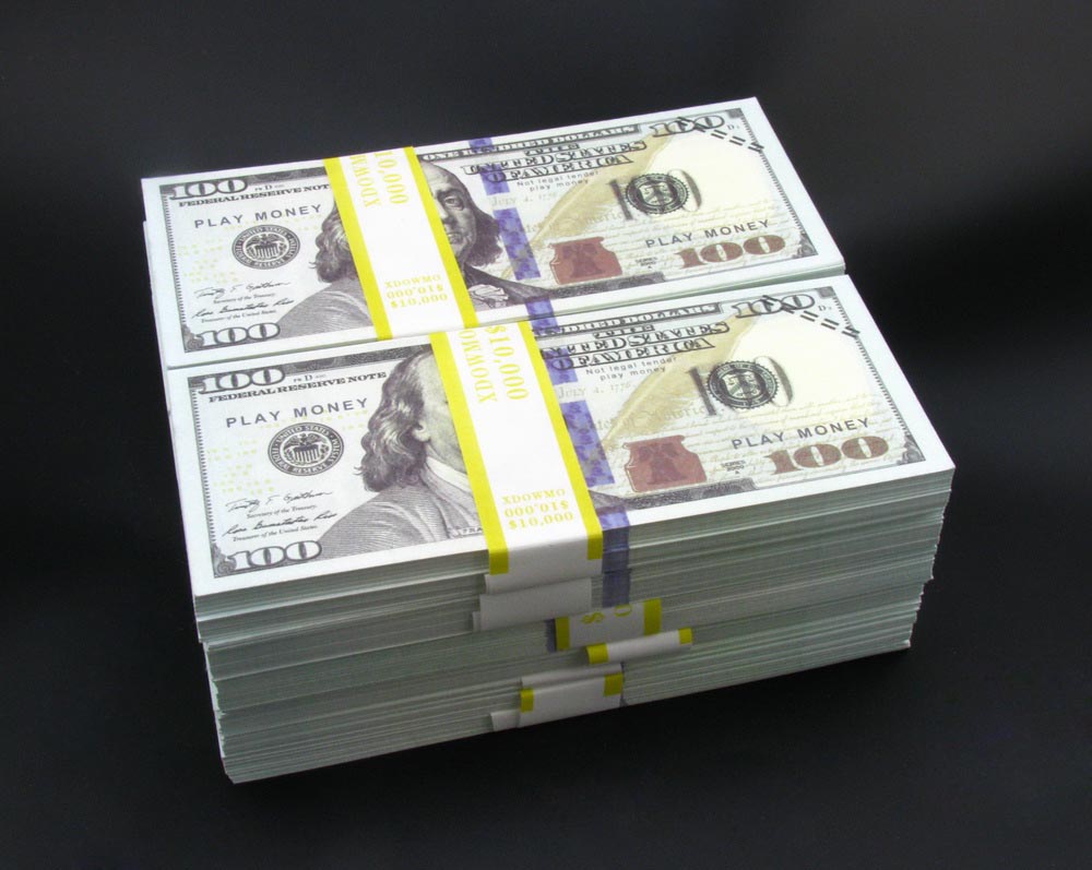 10 Stacks of $100 Dollars Full Print Prop Money New Style Play Money Banknotes