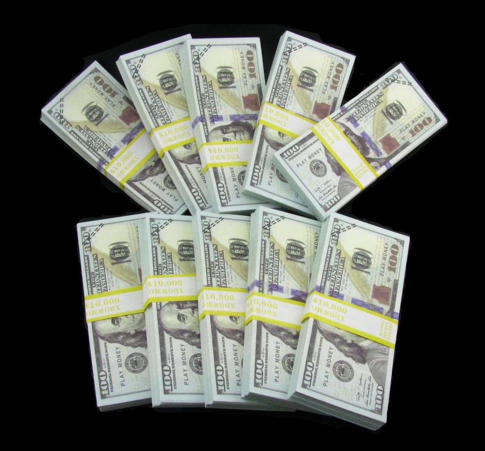 10 Stacks of $100 Dollars Full Print Prop Money New Style Play Money Banknotes