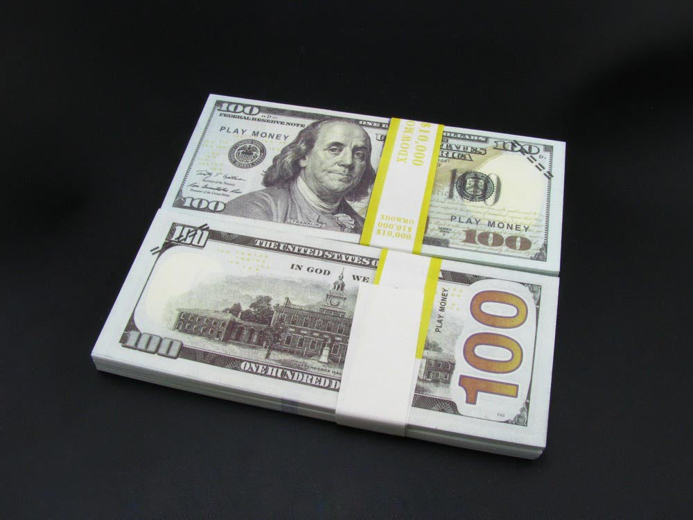 100 Pieces of $100 Dollar Full Print Prop Money New Style Play Money Banknotes Stack